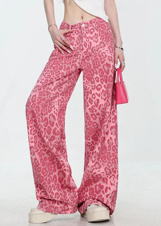 Unique Leopard Pockets High Waist Denim Pants Fall - Image 4