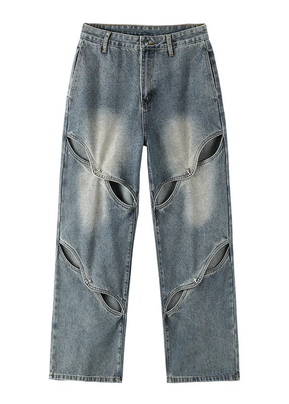 American Style Blue Streetwear Ripped Jeans Spring - Image 5