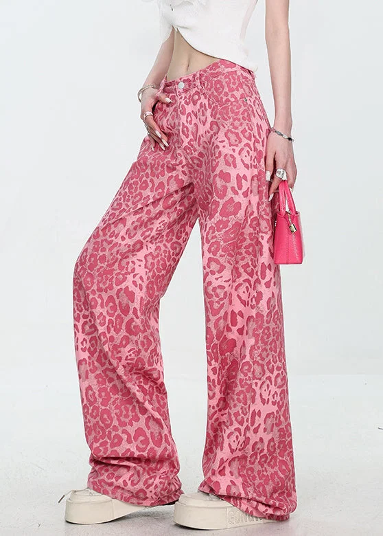 Unique Leopard Pockets High Waist Denim Pants Fall - Image 5