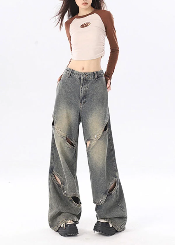 American Style Blue Streetwear Ripped Jeans Spring - Image 2