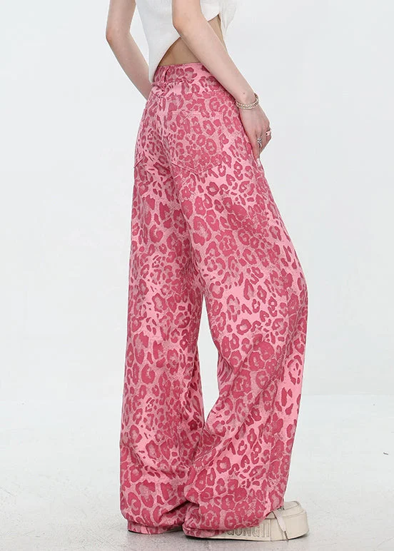 Unique Leopard Pockets High Waist Denim Pants Fall - Image 2