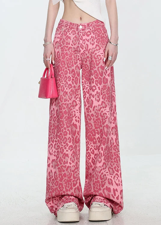 Unique Leopard Pockets High Waist Denim Pants Fall - Image 3