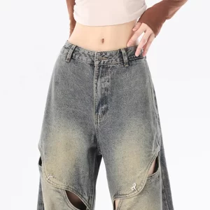 American Style Blue Streetwear Ripped Jeans Spring